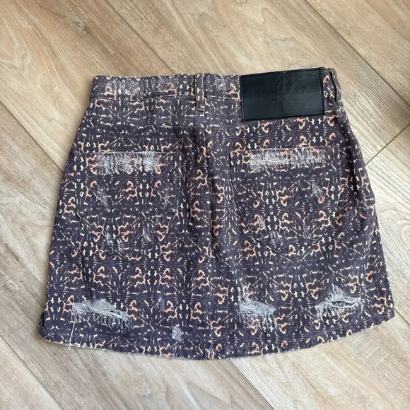One Teaspoon Womens Mini Skirt Size 26 Azteca Leopard Vanguard Button Front - Picture 3 of 4